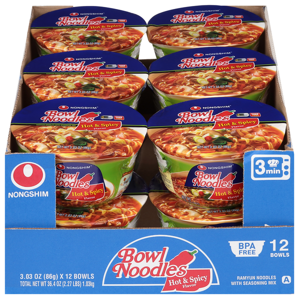 shin bowl hot and spicy ramen noodles 12pk
