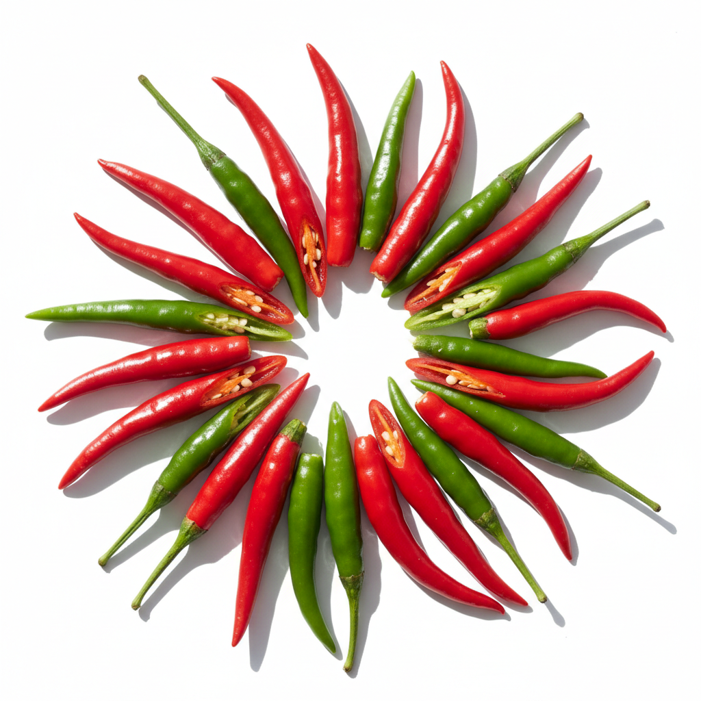 red and green thai chilli
